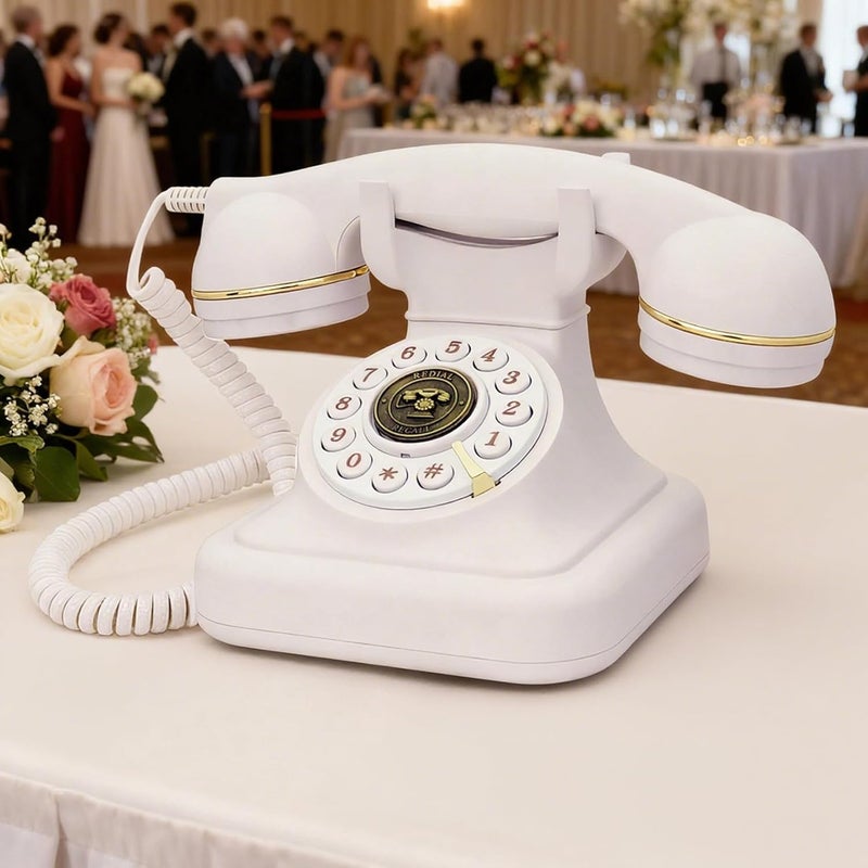 TelPal Audio Guest Book Wedding Phone, Vintage Telephone Recorder Wedding Guest Book, Retro Voice Recording Phone for Birthdays Party/Graduation/Baby Shower/Retirement/Special Occasions (White) - Image 1